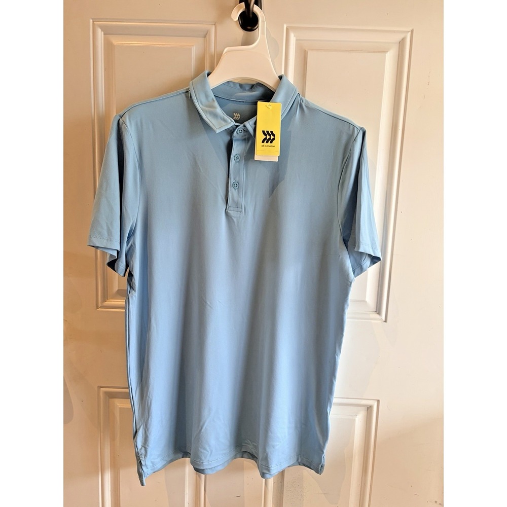All In Motion Jersey Polo Moisture Wicking - Light Blue - Men's Size M